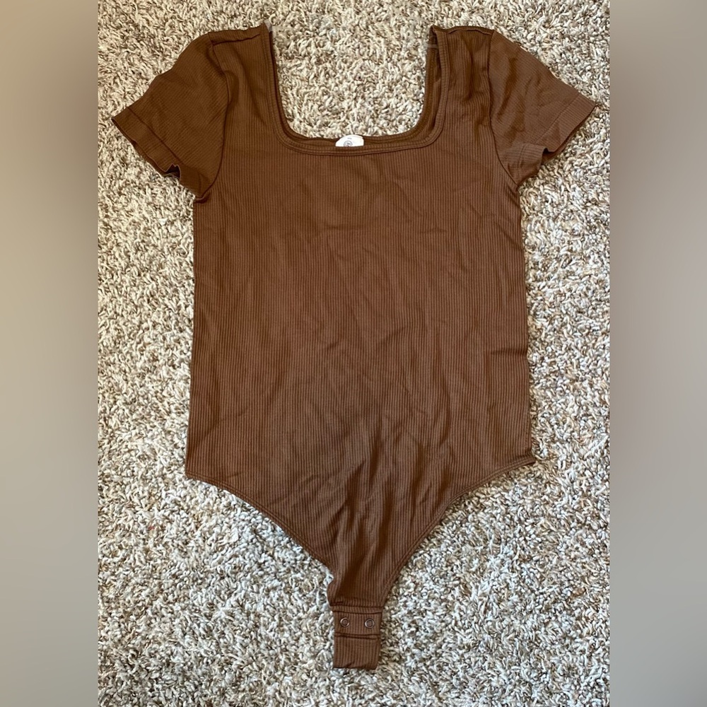 So Good For Life - Brown Ribbed Bodysuit Size L